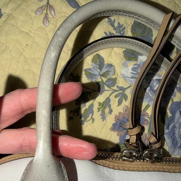 Coach White and Gray Satchel with Tan Accents - Picture 14 of 16